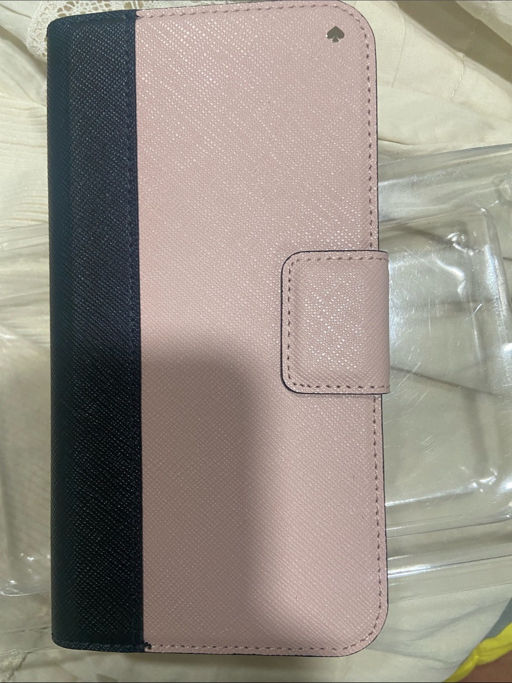 kate spade Blush Pink and Black Saffiano Phone Wallet